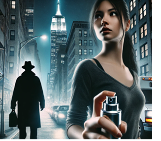 woman holding pepper spray in NY